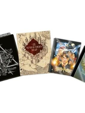 Harry Potter Stationary 4 Piece Set Binder, Folder, & Notebooks Hogwarts School